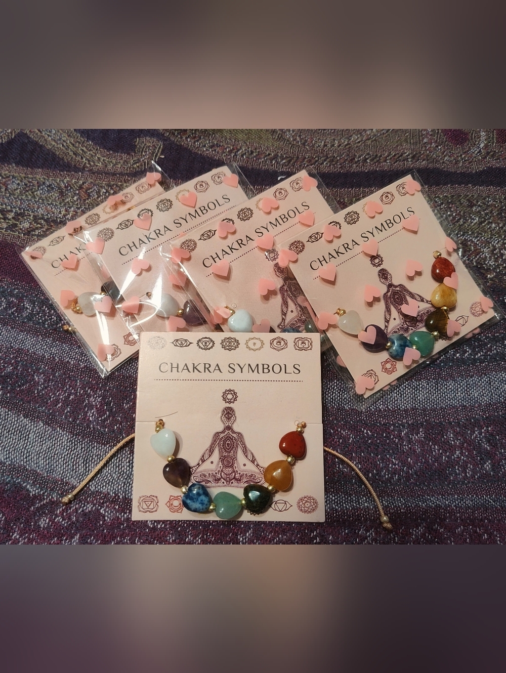 7 Chakra Hearts Gemstone Adjustable Bracelet - Picture 11 of 11